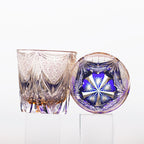 Multicolor 330ml Luxury Edo Kiriko Style Hand Carved Glass Cup for Whisky Brandy Cocktail Cold Drink Perfect for Wedding