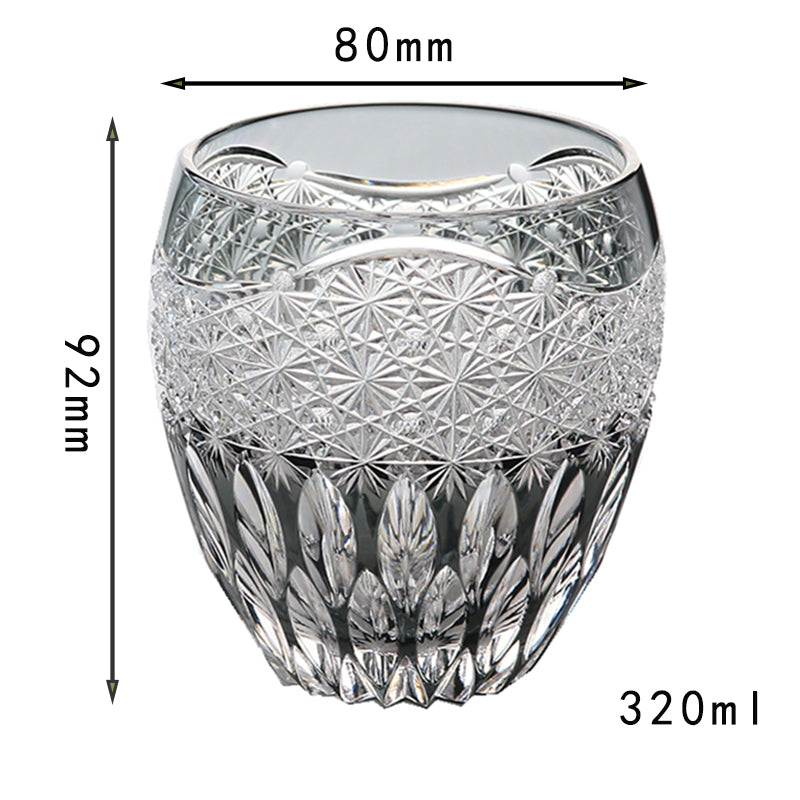 320ml Lead Edo Kiriko Whiskey Glass Fashioned Amber Grey Trendy Drinkware with Gift Box for Fine Spirits