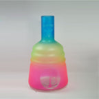 Sandblasted Colorful Glass Hookah Bottle Hand Cutting Colored Glass Shisha Vase Glass Wine Bottle