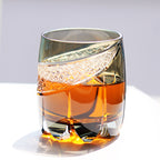 Hand Cut Kiriko Whisky Glass Color Engraved Glass Luxury Whiskey Glass with Gift Box Gray 310ml