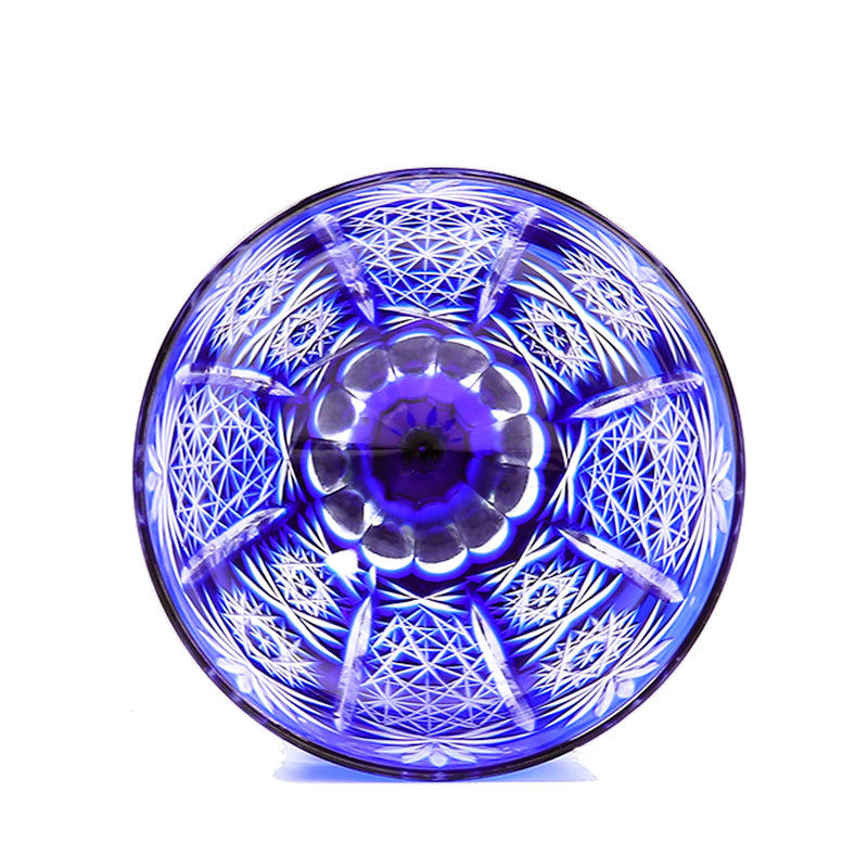 Crystal Cobalt Blue Goblet Glass 5OZ Hand Carved Unique Glass