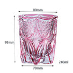 Pink 8oz Edo Kiriko Colored Rock Tumbler Hand Cut to Clear Crystal Whiskey Glass Gift Packing 1pc for Collection