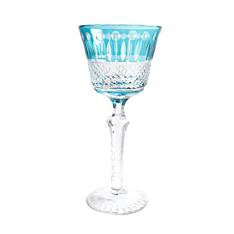 Czech Style Crystal Wine Glasses Stemware Goblet Multicolor Glass Cup Handmade Hand Carved Edo Kiriko Wedding Gift With Box