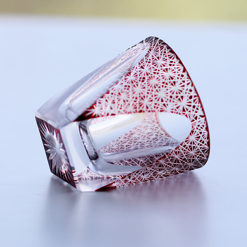 35ml Luxury Edo Kiriko Multi-Color Laser Engrave Soju Glass Cup Japanese Style Hand Cut Shot Glass Whiskey Tea Cups Saucers