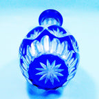 Hand Cut to Clear Blue Colored Whiskey Glass Wine Decanter