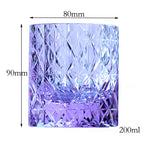 Hand Cut Colored Star Pattern Japanese Edo Kiriko K9 Purple Crystal Whiskey Glass Rock Tumbler Drinkingware Gift Pack