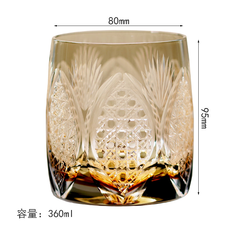 Handcrafts Grey Colored Crystal Cocktail Whiskey Glasses Edo Kiriko's Traditional Japanese Style Design With Gift Box