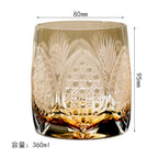 Handcrafts Grey Colored Crystal Cocktail Whiskey Glasses Edo Kiriko's Traditional Japanese Style Design With Gift Box