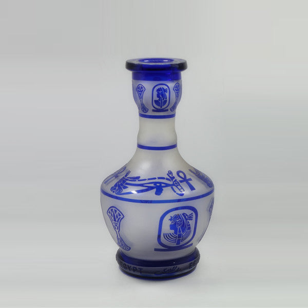 Hand Blown Colored Glass Hookah Bottle with Sandblasted Design Glass Shisha Vase Glass Wine Bottle