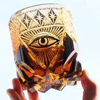 Best Selling Handmade Amber Black Colored Heavy Rocks Tumbler Cold Drinking Glass Cup with Gift Pack 220ml