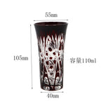 Hand Cut Clear Japanese Style Wine Red Colored Shot Glass Sake Glasses Acceptable for Factory Use with Wooden Box