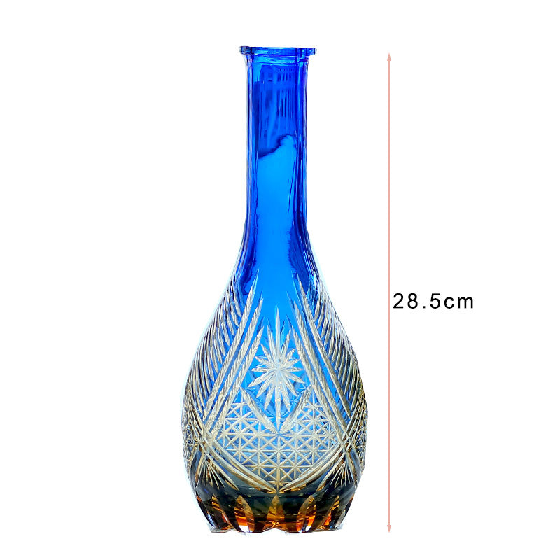 Blown and Hand Cut Wine Glass Bottle Vase Hand Engraved Bohemia Style Wine Glass Decanter