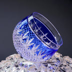 Small Shot Glasses for Sake Colored Glass Hand-Cut Green and Blue Edo Kiriko Crystal Shot Glass 90ml Overlay Lead Crystal Glass