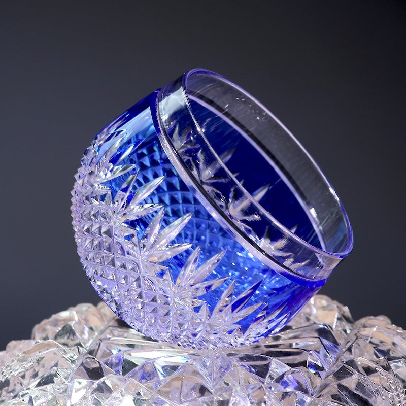 Small Shot Glasses for Sake Colored Glass Hand-Cut Green and Blue Edo Kiriko Crystal Shot Glass 90ml Overlay Lead Crystal Glass