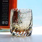 Luxury Hand Cut Kiriko Bohemia Style Glass Whisky Cup Color Engraved Glass Luxury Whiskey Glass with Gift Box 310ml