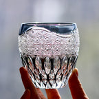 320ml Lead Edo Kiriko Whiskey Glass Fashioned Amber Grey Trendy Drinkware with Gift Box for Fine Spirits