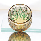 Amber Green Colored Hand-Cut Shot Glass Small Gass for Liquor Japandi Design Style with Gift Box