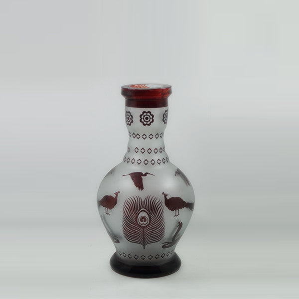 Hand Blown Colored Glass Hookah Bottle with Sandblasted Design Glass Shisha Vase Glass Wine Bottle