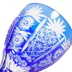 Crystal Cobalt Blue Goblet Glass 5OZ Hand Carved Unique Glass