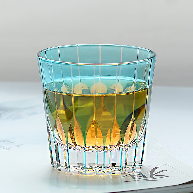 Clear Sky Blue 12oz Edo Kiriko Crystal Whiskey Glass Colored Drinkingware Gift Packing 1pc for Wedding/Party