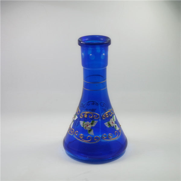 Hand Carved Black Color Glass Hookah Bottle Cutting Colored Glass Shisha Vase Glass Wine Bottle