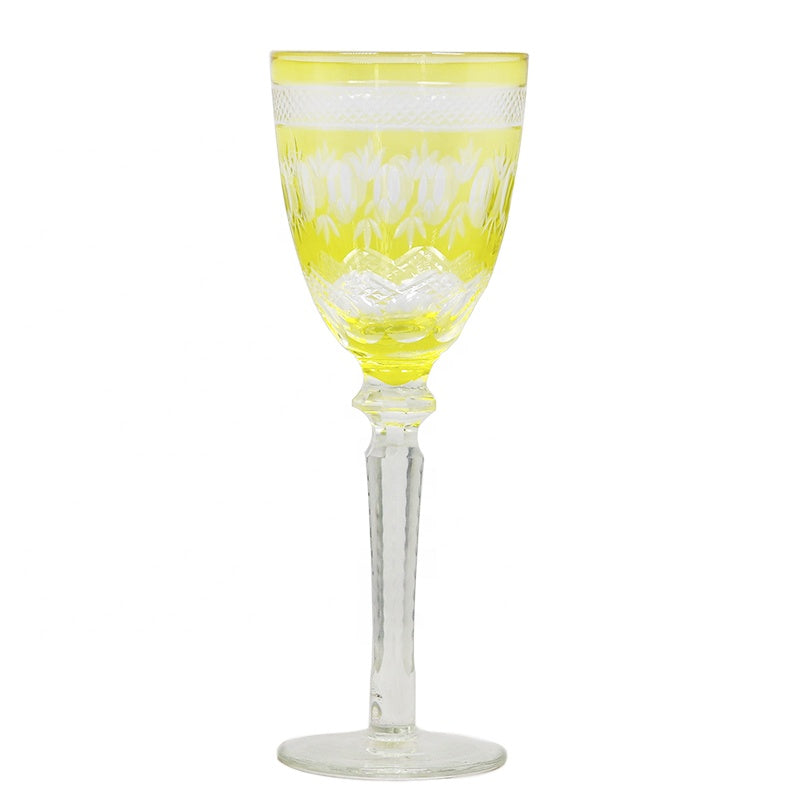 High Quality Edo Kiriko Stemware Wine Glass Handmade Champagne Flutes Hand Carved Glass Goblets Colorful Red Wine Glass Cup