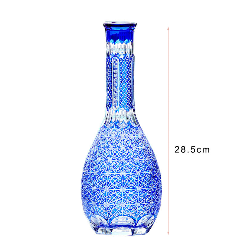 Hand Blown and Hand Cut Wine Glass Bottle Vase Hand Engraved Bohemia Style Wine Glass Decanter Tableware Bar Deco