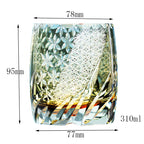 Luxury Hand Cut Kiriko Bohemia Style Glass Whisky Cup Color Engraved Glass Luxury Whiskey Glass with Gift Box 310ml