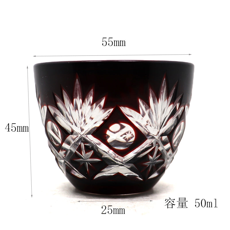 50 ml Japanese Style Hand Cutting Bamboo Fence Sake Glasses Tequila Shot Glasses Blue Ruby Red