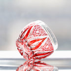 Red Edo Kiriko Colored Hand-Cut Shot Glass Small Gass for Liquor Japandi Design Style with Gift Box