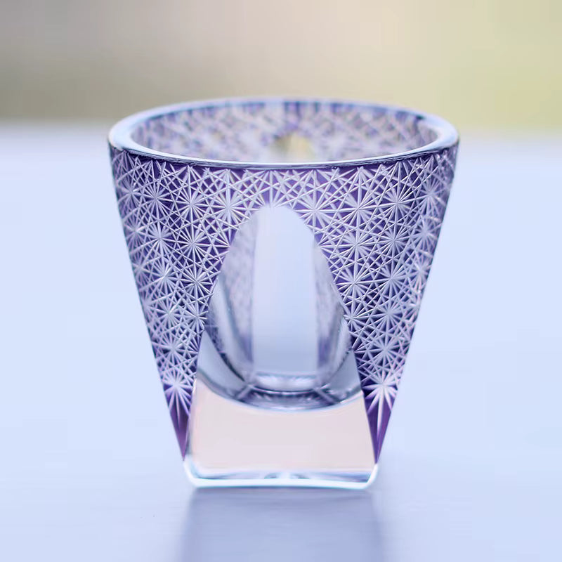 35ml Luxury Edo Kiriko Multi-Color Laser Engrave Soju Glass Cup Japanese Style Hand Cut Shot Glass Whiskey Tea Cups Saucers