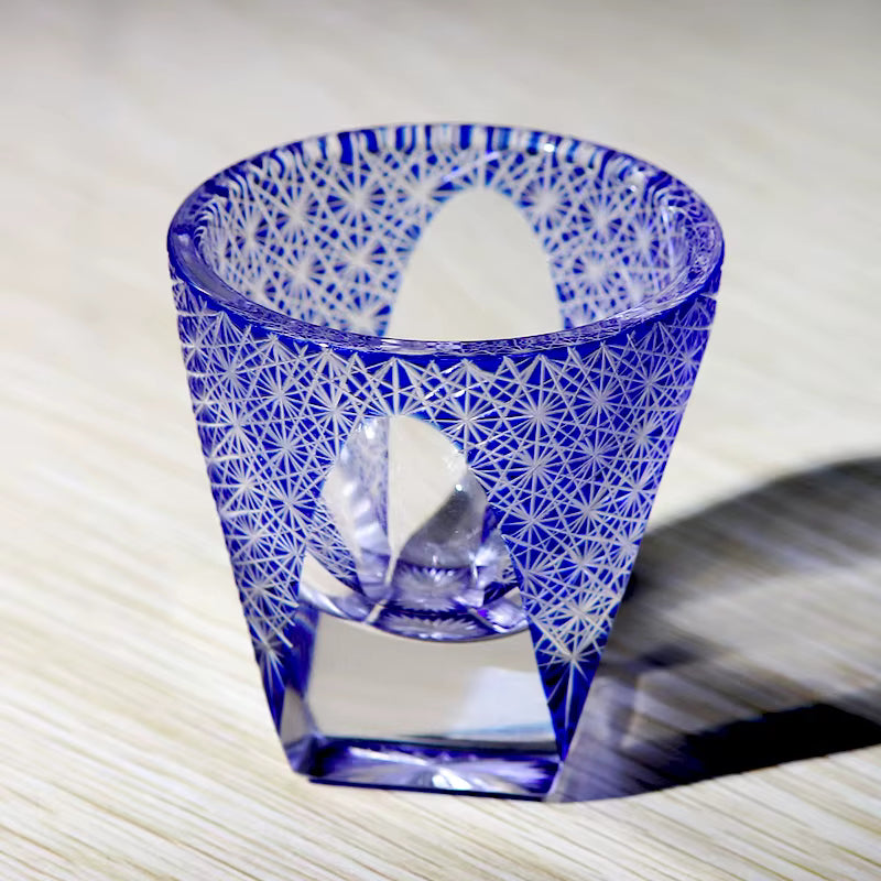 35ml Luxury Edo Kiriko Multi-Color Laser Engrave Soju Glass Cup Japanese Style Hand Cut Shot Glass Whiskey Tea Cups Saucers