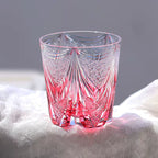 Multicolor 330ml Luxury Edo Kiriko Style Hand Carved Glass Cup for Whisky Brandy Cocktail Cold Drink Perfect for Wedding